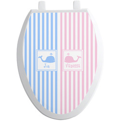 Striped w/ Whales Toilet Seat Decal - Elongated (Personalized)