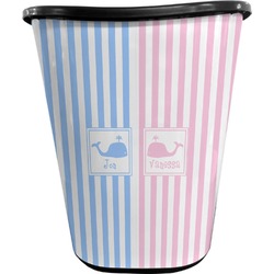 Striped w/ Whales Waste Basket - Double Sided (Black) (Personalized)