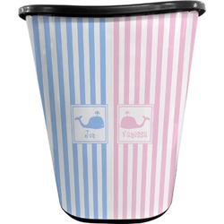 Striped w/ Whales Waste Basket - Single Sided (Black) (Personalized)