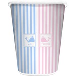 Striped w/ Whales Waste Basket - Single Sided (White) (Personalized)