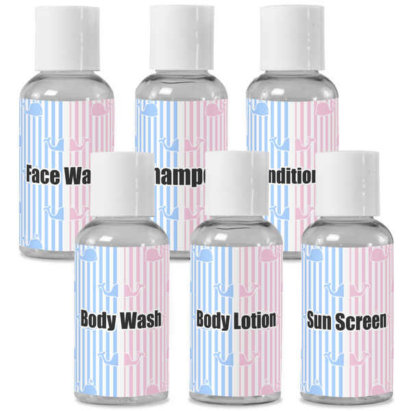 Custom Striped w/ Whales Travel Bottles (Personalized)