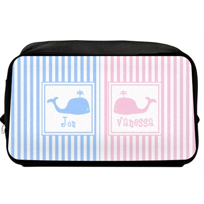 Striped w/ Whales Toiletry Bag / Dopp Kit (Personalized)