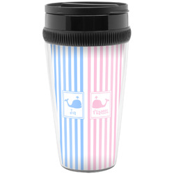 Striped w/ Whales Acrylic Travel Mug without Handle (Personalized)