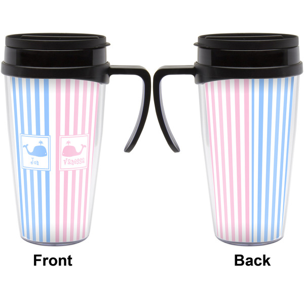 Striped w/ Whales Travel Mug with Black Handle - Approval