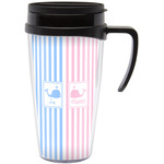 Striped w/ Whales Acrylic Travel Mug with Handle (Personalized)