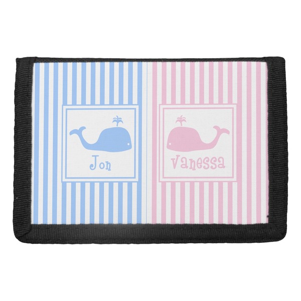 Custom Striped w/ Whales Trifold Wallet (Personalized)