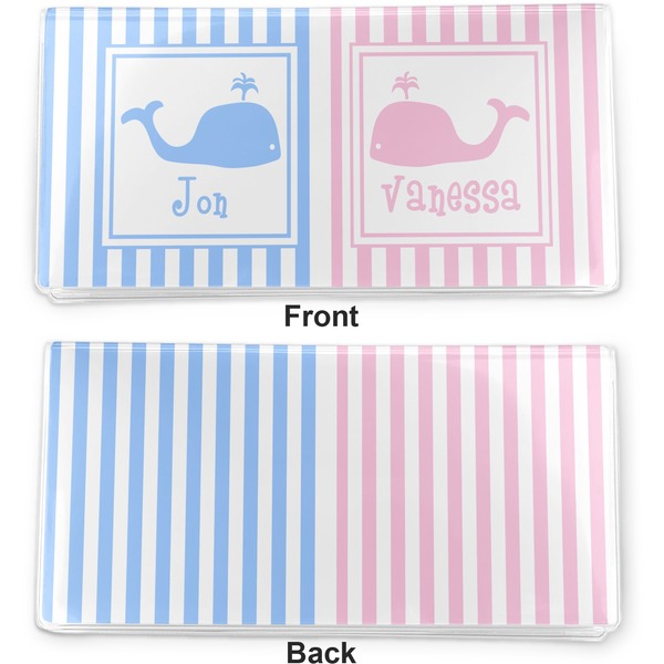 Striped w/ Whales Vinyl Check Book Cover - Front and Back