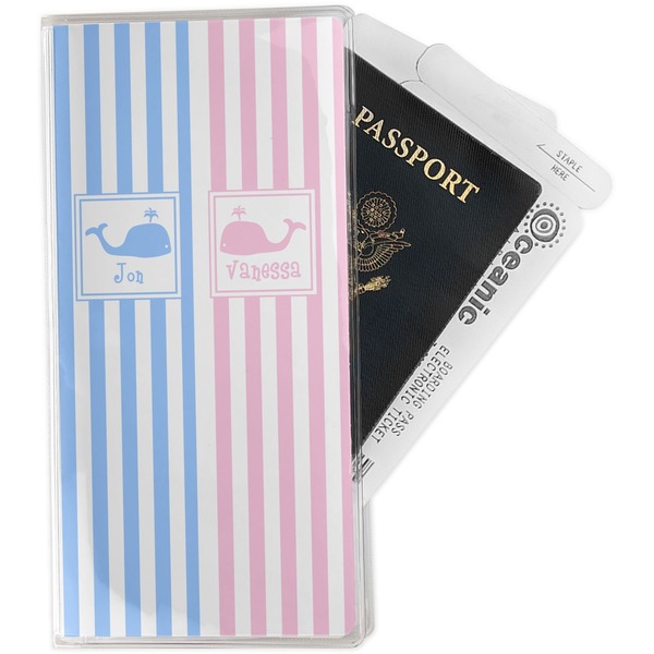 Custom Striped w/ Whales Travel Document Holder