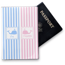 Striped w/ Whales Vinyl Passport Holder (Personalized)