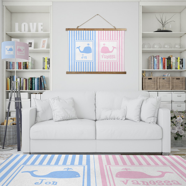 Striped w/ Whales Wall Hanging Tapestry - IN CONTEXT