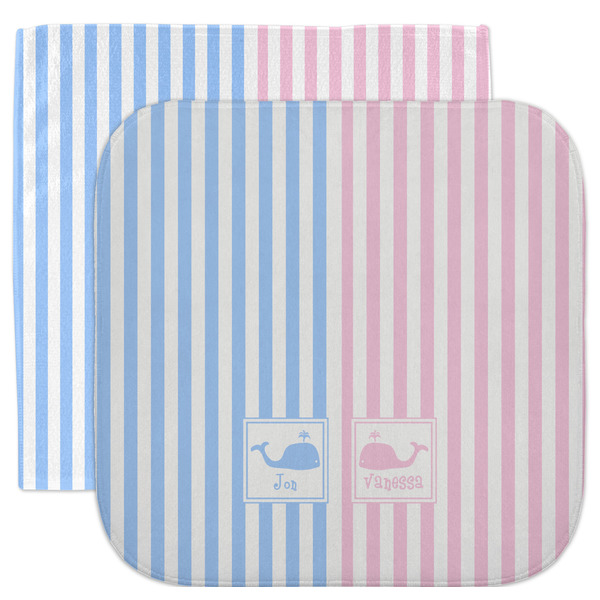 Custom Striped w/ Whales Facecloth / Wash Cloth (Personalized)