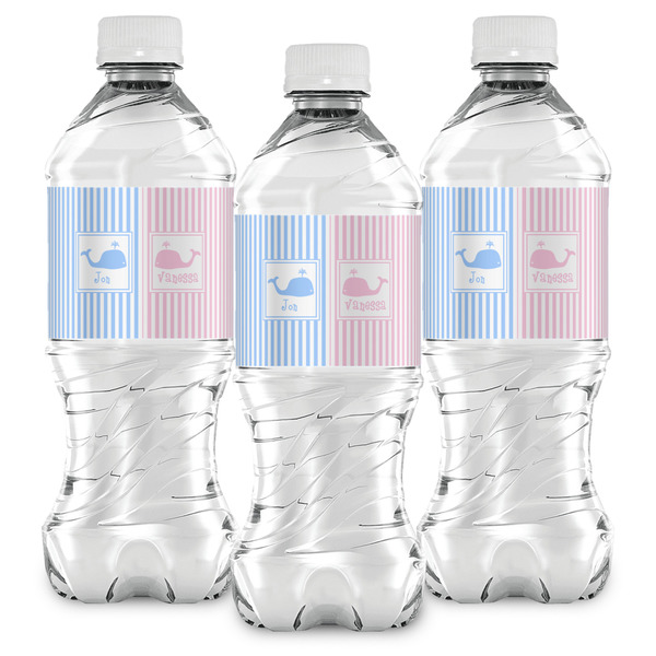 Striped w/ Whales Water Bottle Labels - Front View