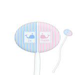 Striped w/ Whales Oval Plastic Stir Sticks (Personalized)