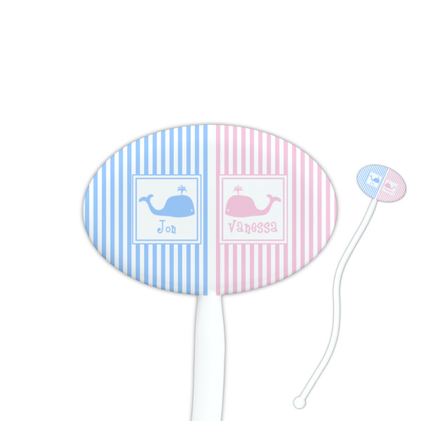 Custom Striped w/ Whales Oval Plastic Stir Sticks (Personalized)