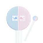 Striped w/ Whales Round Plastic Stir Sticks (Personalized)