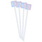 Striped w/ Whales White Plastic Stir Stick - Double Sided - Square - Front