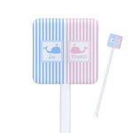 Striped w/ Whales Square Plastic Stir Sticks (Personalized)