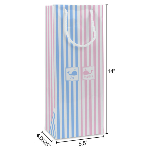 Striped w/ Whales Wine Gift Bag - Dimensions