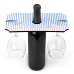 Striped w/ Whales Wine Bottle & Glass Holder (Personalized)