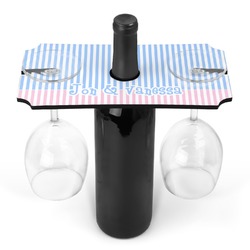 Striped w/ Whales Wine Bottle & Glass Holder (Personalized)