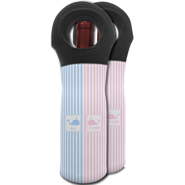 Striped w/ Whales Wine Tote Bag - MAIN