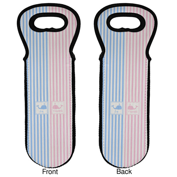 Striped w/ Whales Wine Tote Front & Back
