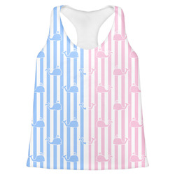 Striped w/ Whales Womens Racerback Tank Top - X Large