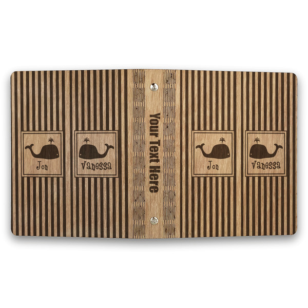 Striped w/ Whales Wood 3-Ring Binders - 1" Half-Letter - Approval