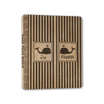 Striped w/ Whales Wood 3-Ring Binder - 1" Half-Letter Size (Personalized)