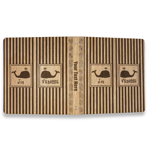 Striped w/ Whales Wood 3-Ring Binders - 1" Letter - Approval