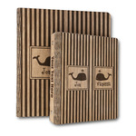 Striped w/ Whales Wood 3-Ring Binder (Personalized)