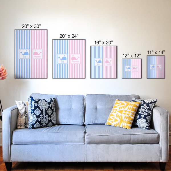 Striped w/ Whales Wood Prints - Size Comparison