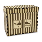 Striped w/ Whales Wood Recipe Box - Laser Engraved (Personalized)