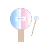 Striped w/ Whales 4" Round Wooden Food Picks - Single Sided (Personalized)