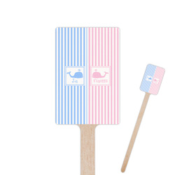 Striped w/ Whales 6.25" Rectangle Wooden Stir Sticks - Double Sided (Personalized)