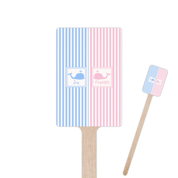 Custom Striped w/ Whales Rectangle Wooden Stir Sticks (Personalized)