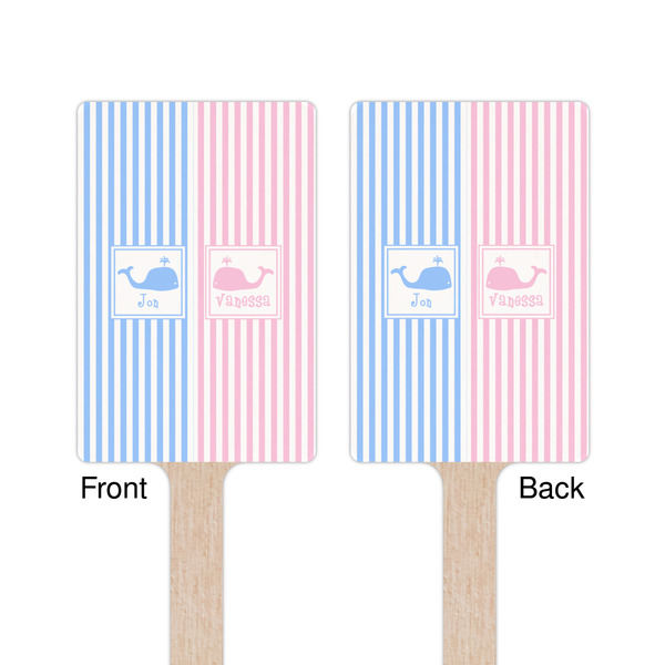 Striped w/ Whales Wooden 6.25" Stir Stick - Rectangular - Double Sided - Front & Back