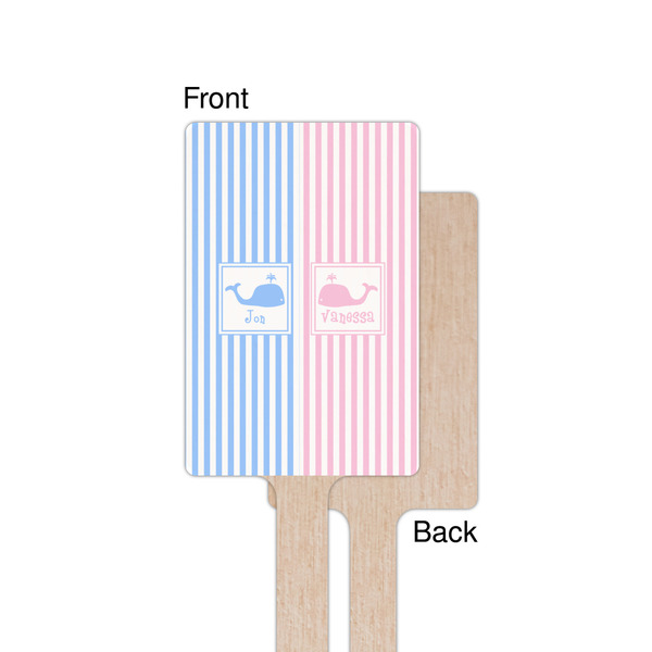 Striped w/ Whales Wooden 6.25" Stir Stick - Rectangular - Single - Front & Back