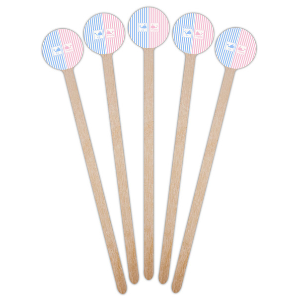 Striped w/ Whales Wooden 7.5" Stir Stick - Round - Fan View