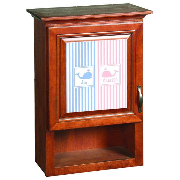 Striped w/ Whales Wooden Cabinet Decal (Medium)