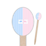Striped w/ Whales Oval Wooden Food Picks - Single Sided (Personalized)