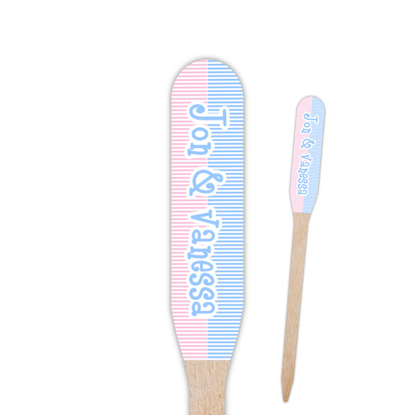 Custom Striped w/ Whales Paddle Wooden Food Picks - Double Sided (Personalized)