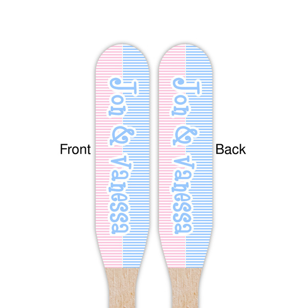 Striped w/ Whales Wooden Food Pick - Paddle - Double Sided - Front & Back