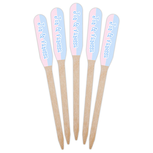 Striped w/ Whales Wooden Food Pick - Paddle - Fan View