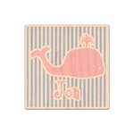 Striped w/ Whales Genuine Maple or Cherry Wood Sticker (Personalized)