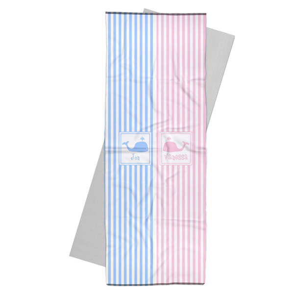 Custom Striped w/ Whales Yoga Mat Towel (Personalized)
