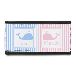 Striped w/ Whales Leatherette Ladies Wallet (Personalized)