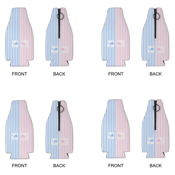 Striped w/ Whales Zipper Bottle Cooler - Set of 4 - APPROVAL