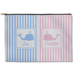 Striped w/ Whales Zipper Pouch (Personalized)