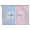 Striped w/ Whales Zipper Pouch - Large - 12.5"x8.5" (Personalized)
